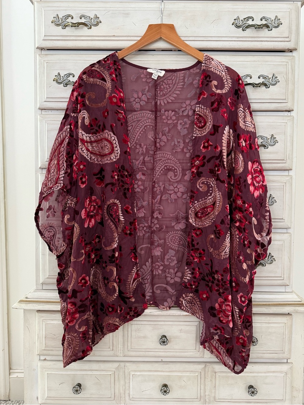 Umgee Boho Fairy Burnout Velvet Cardigan
